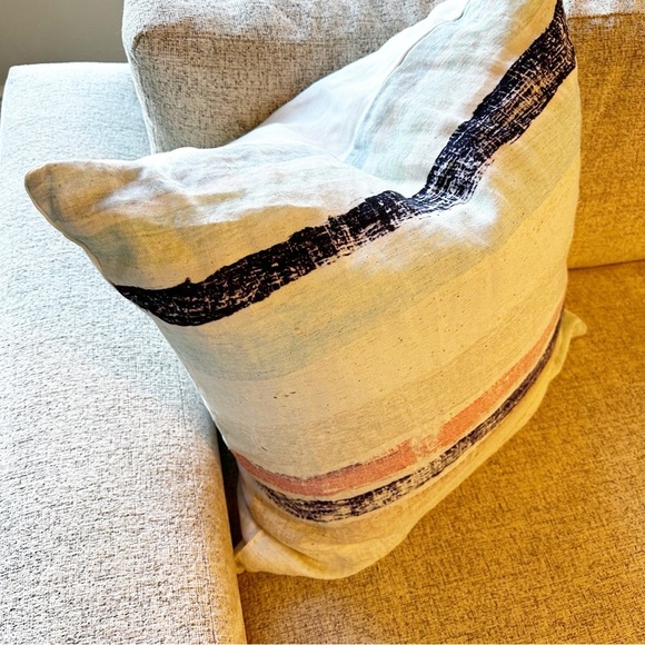 Sugarboo Designs Linen Striped Pillow Rare Decorative Large Beachy Boho Coastal - Picture 9 of 10